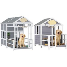 PawHut Dog House Outdoor, Wooden Dog Shelter with Porch