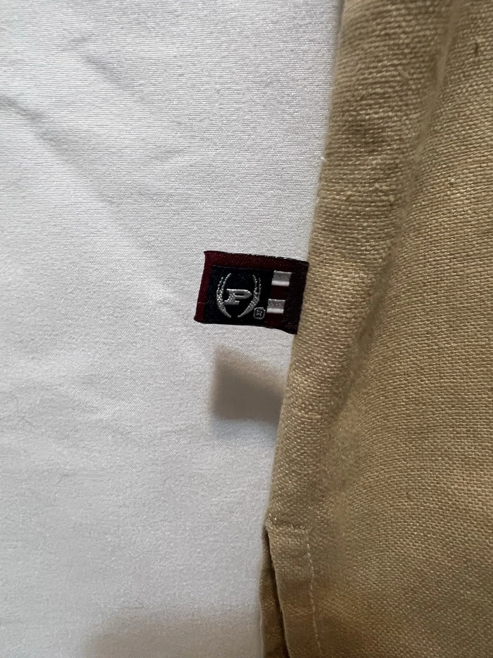 Phat Farm Men’s Short Sleeve Linen Blend Tan Shirt Size 3XL Pockets Causal - Image 4 of 4