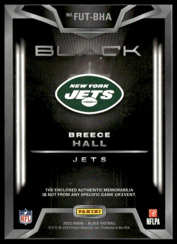 2022 Panini Black #FUT-BHA Breece Hall Futuristic Emerald #/25 - Image 2 of 2