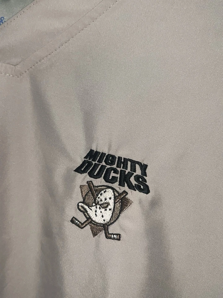 Vintage 90s MIGHTY DUCKS CUTTER & BUCK PULLOVER LIGHT JACKET - XXL TAN - Image 2 of 4