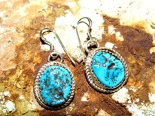 Navajo Kingman Dangle Drop Earrings Sterling Silver D. Morris