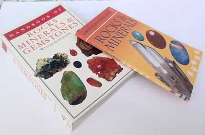 2 Books: Rocks Minerals & Gemstones plus USBORNE Spotters Guide Rocks & Minerals