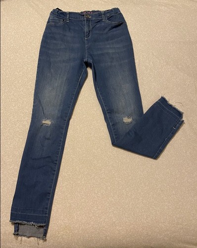 Girls Size 16 Childrens Place Outfit Distressed Denim Jeans & Plaid Long Sleeve - Picture 3 of 10