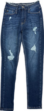 Kancan Women  s Dark Wash Estilo Distressed Skinny Leg Denim Jeans - 3/25