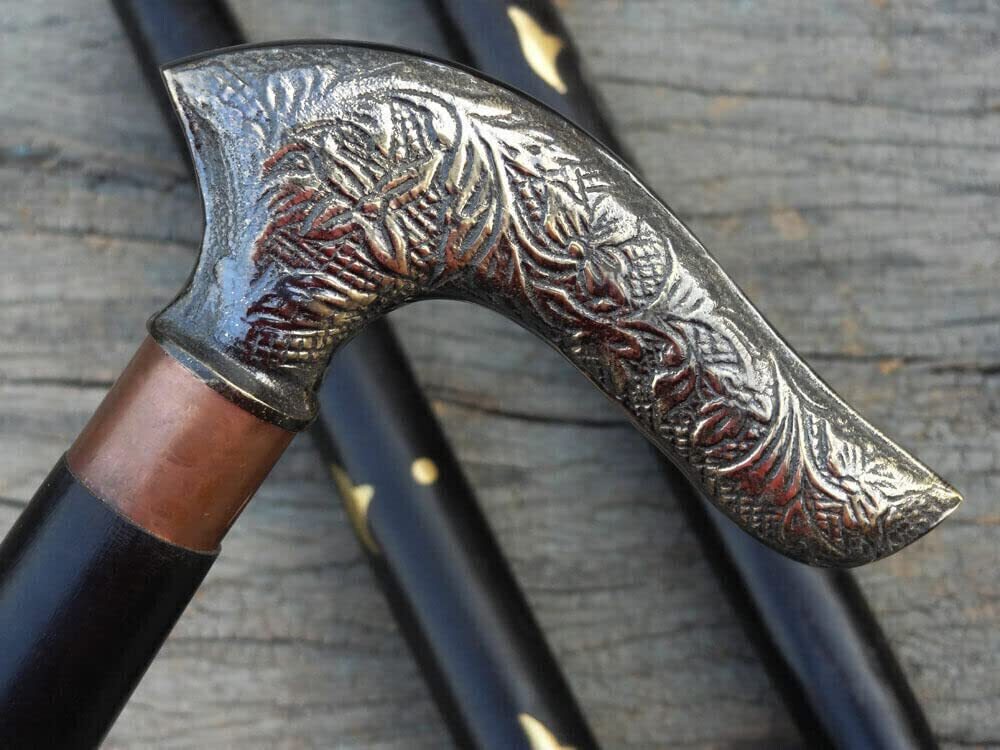 L Shape Designer Brass Solid Head Handle Wooden W… - image 3