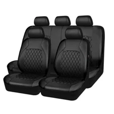9Pc Front Rear Car Seat Covers Full Set Leather Protector Waterproof Accessories