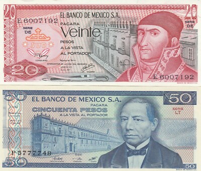 El Banco de Mexico: Collection 7 Bank Notes UNC. | eBay