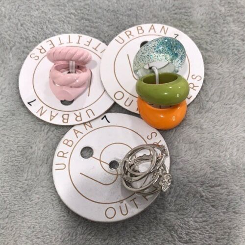 Urban Outfitters Fun, chunky, colorful and Silver Tone Rings size 7 New