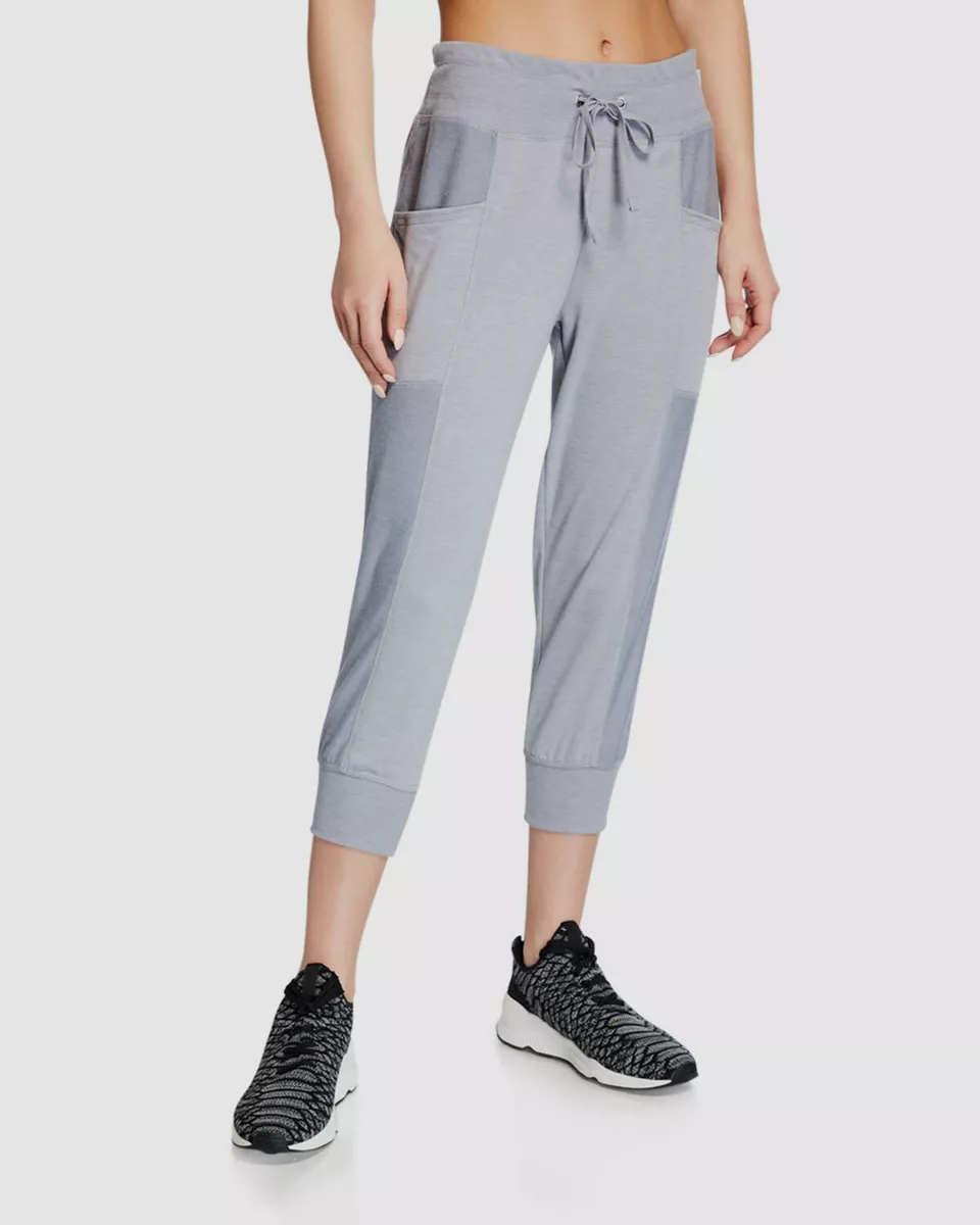 $89 Marika Womens Gray Joggers Elastic Waist Cropped Stretch Lounge Pants  Size L