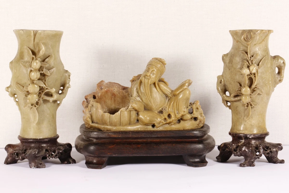 古董原始中国风石制花瓶| eBay