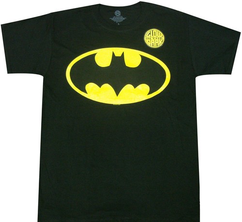 DC Comics Batman Logo Glow In Dark Adult T-Shirt Official Authentic New With Tag - Picture 2 of 2