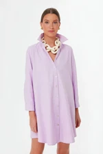 EUC Tuckernuck Pomander Place Lavender Oxford Harris Shirt Dress Size SMALL