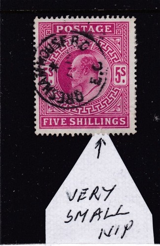 British Old Stamps King Edward VII 5/- Carmine Fine Used GRESHAM HOUSE CDS