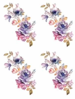 Shabby Pastel Watercolor Flower Floral Swag Transfers