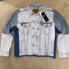 Bnwt New Levis Ex-boyfriend Colorblock Denim Trucker Jacket Tri Color Size Xs