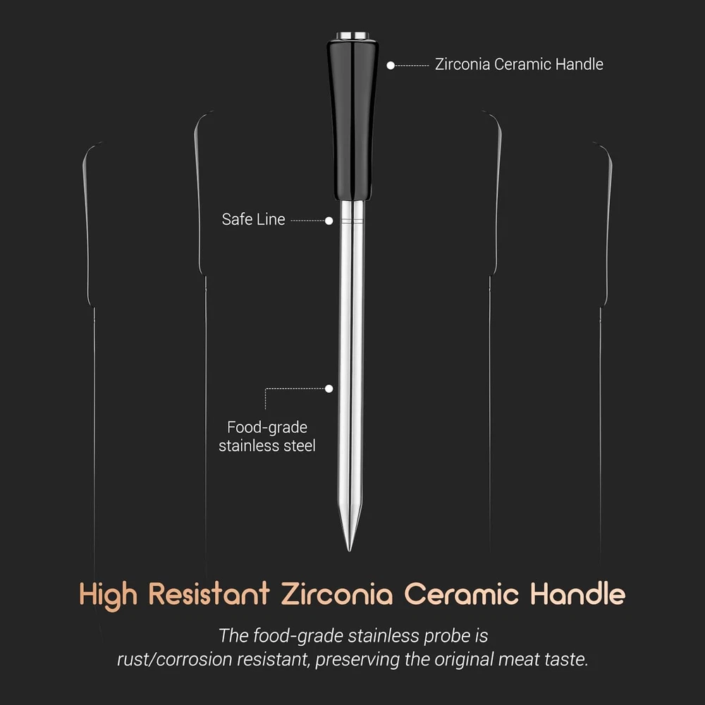 Meat Thermometer Wireless, Smart Bluetooth Meat Thermometer, IP67 Waterproof Wir