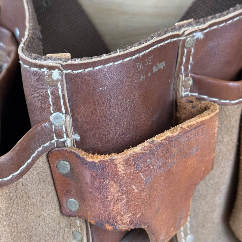 Avental vintage Nicholas carpinteiro-ferramenta cinto qualidade fina pesada número nº 1527 - Imagem 2 de 4