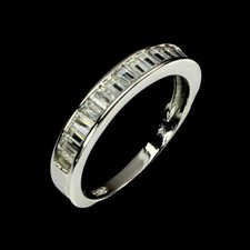 Silver Ring Zircon Created Stones Baguette Cut Solid Sterling Size N US 6.75