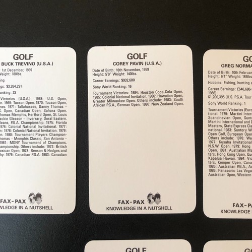 1987 Fax Pax Golf 6 Card Lot Greg Norman Lee Trevino Nick Faldo & More PGA - Picture 9 of 12