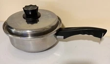 Lustre Craft Cookware Multi-Core 5 Ply Stainless  8.5” Sauce Pan & Lid USA