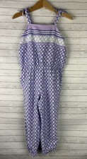 Girls JANIE  JACK Sz 3y One Piece Pants Jumpsuit Twill Print Purple White