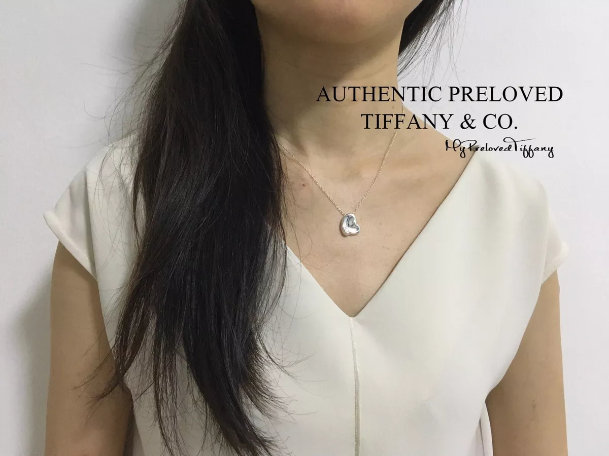 Authentic Tiffany Co Elsa Peretti 14mm Small Full Heart Necklace