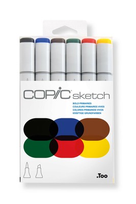 Set Copic Sketch Manga Markers 6 Bright Primary Colors