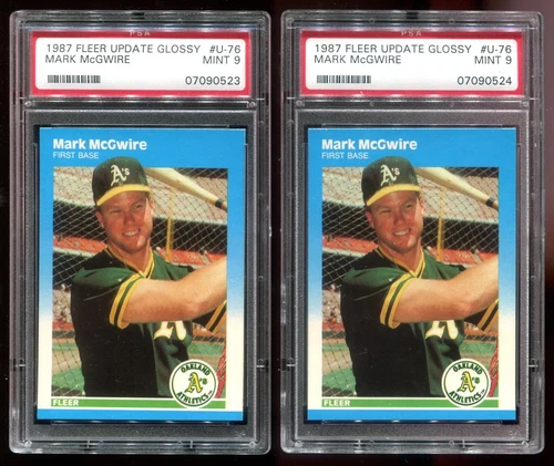 1987 Fleer Update Glossy #U-76 Mark McGwire PSA 9 Mint 2 Count Rookie RC~(SS)