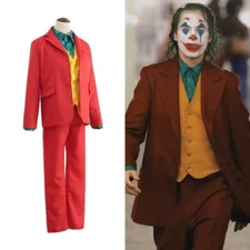 The Joker Men's Cosplay Costume Clown Clothes Red Suit Halloween Jacket Uniform