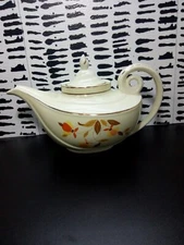 VTG Hall's Superior Quality Jewel Tea Aladdin Teapot Autumn Leaves Infuser & Lid