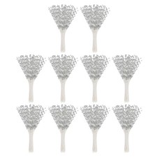 100 Pcs 4mm Pearl String Bouquet Pearl Stick Stems Bouquet Garland Spray, Silver