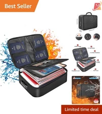 Fireproof Document Bag Water-Resistant Lockable Safe for Travel Home Storage