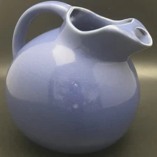 Shawnee Periwinkle Blue Tilt Ball Pitcher w/Ice Lip c1940s Made in USA 7"t 64oz