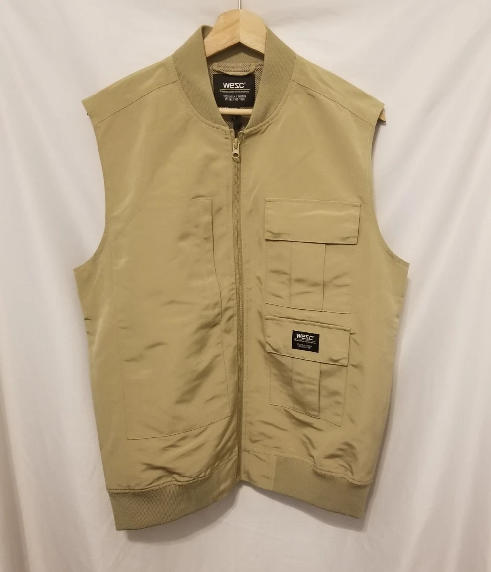 WESC Multi Cargo Twill Utility Vest Men Medium Women Large Khaki Full Zip
Opens in a new window or t