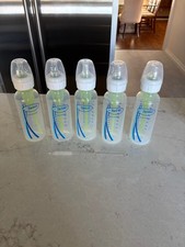 Lot x 5 Dr. Brown 8 ounce Baby Bottles with Size 3 Nipples Excellent condition 