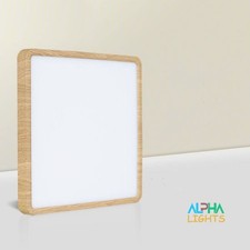 20 Inch Wooden LED Ceiling Light 48W Modern Square Flush Mount Lamp Cold White