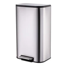 Stainless Steel 50 Liter / 13 Gallon Kitchen Garbage Can, Slim Rectangular Steel
