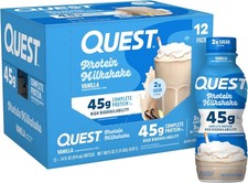 Quest Nutrition Vanilla Protein Shake, 45g Protein 2g Sugar, 3g Net Carbs 12 CT
