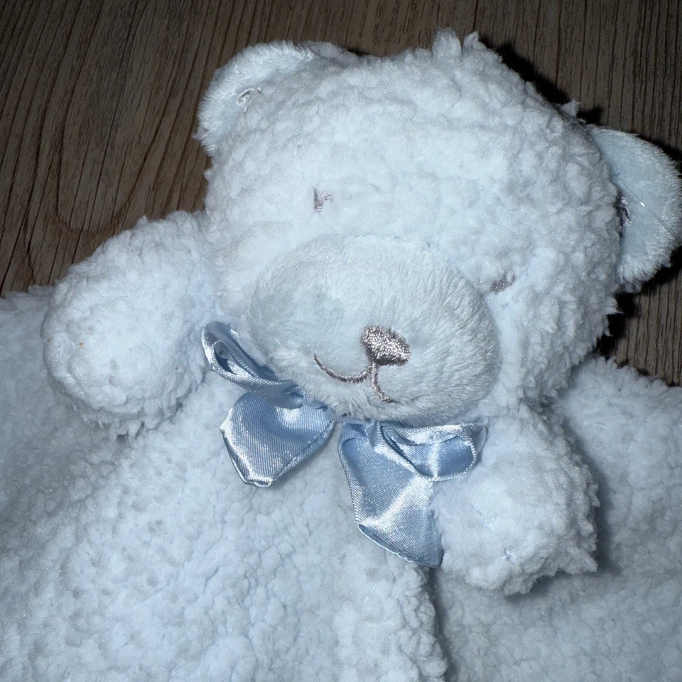 Manta de seguridad para bebé Tiddliwinks Lovey 14" azul oso velero satinado sherpa difícil de encontrar Foto 3 de 4