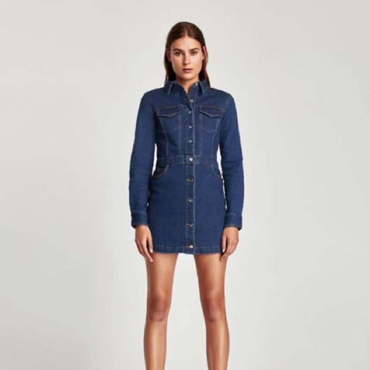 denim bodycon dress zara Spring fitted denim dress by zara