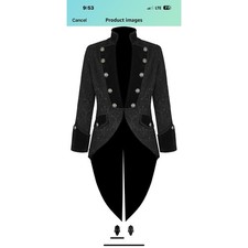 Darkrock Men Steampunk Tailcoat Jacket Velvet Gothic VTG VictorianTail Coat Sz S