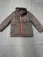 ZeroXposur Boys Hooded Fleece Lined Zip Puffer Jacket Gray Red Size 4