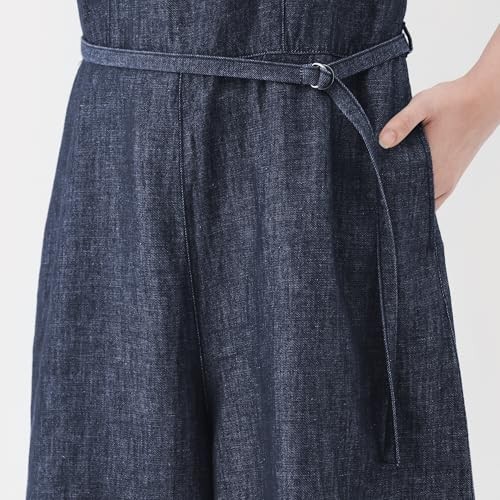 MUJI Women's Hemp Blend Denim Jumpsuit BC2N8A5S Navy Women's