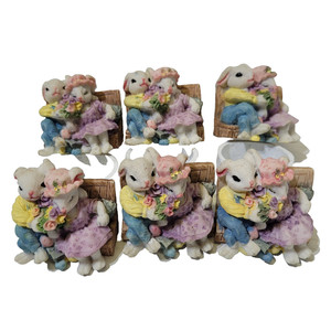 Unbranded Resin Napkin Holder Set of 6 Rabbits Easter Spring Holiday
