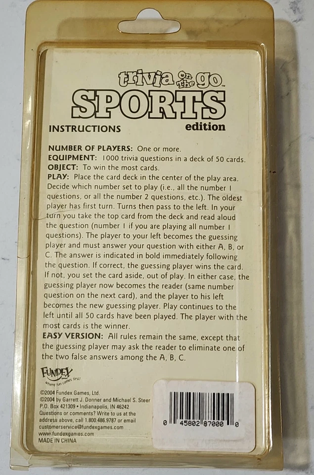 NEW Fundex Trivia On The Go” Sports Edition” Cards 2004 NOS Sealed  - Image 3 of 4