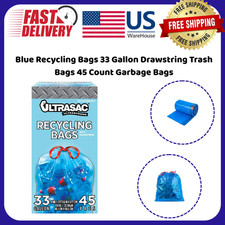 Blue Recycling Bags 33 Gallon Drawstring Trash Bags 45 Count Garbage Bags
