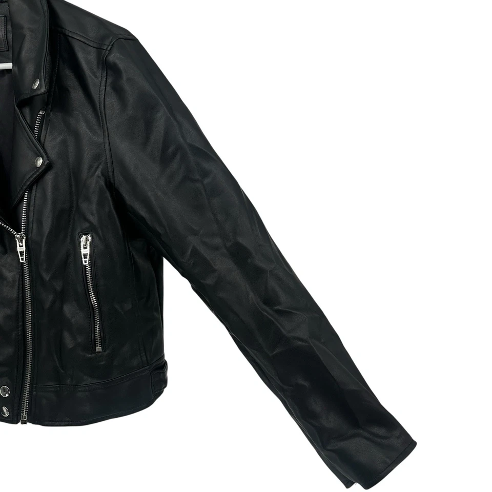 NEW BLANKNYC Denim Good Vibes Faux Leather Moto Jacket - Black - XL - Image 4 of 4