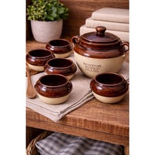 Vintage Boston Baked Bean Pot w/ 5 Bowls   Br...