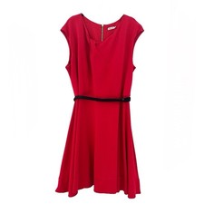 Eliza J Ruby Red Sleeveless Fit & Flare Belted Dress Women’s Plus Size 22W