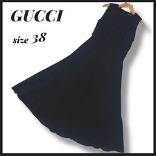 USED GUCCI BLACK DRESS WITH BACK RIBBON DESIGN, A-LINE, WOOL BLEND ACCEPTABLE